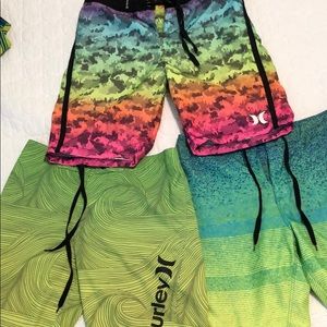 3 pairs of Hurley Board shorts.  Size 10.
